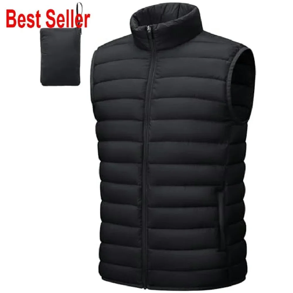 Men's Lightweight Packable Puffer Vest Windproof Water-Resistant Outdoor Travel
